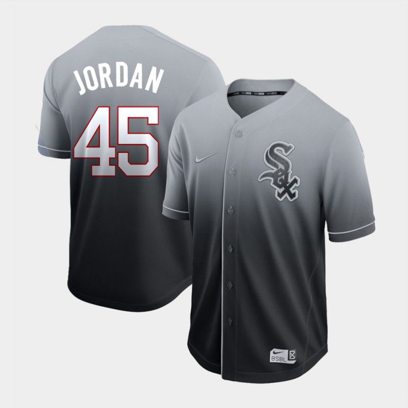 Men Chicago White Sox 45 Jordan Grey Nike Fade MLB Jersey